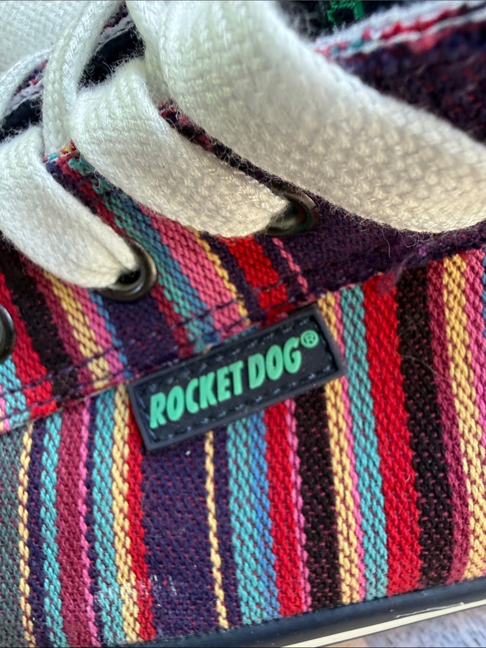 Rocket Dog Women's Striped Canvas Sneakers in Purple, Pink, Teal - Picture 3 of 9
